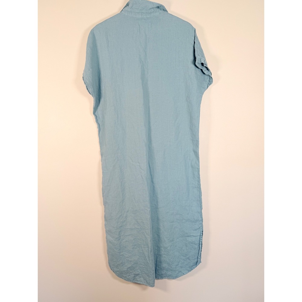 Maxi Shirt Dress in Light Blue - Women's Casual Linen Maxi - Picture 5 of 8